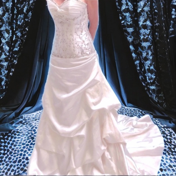 Moonlight Bridal Dresses & Skirts - Moonlight Designer White Wedding Strapless Dress Crystal Beaded Ruffled Gown 6